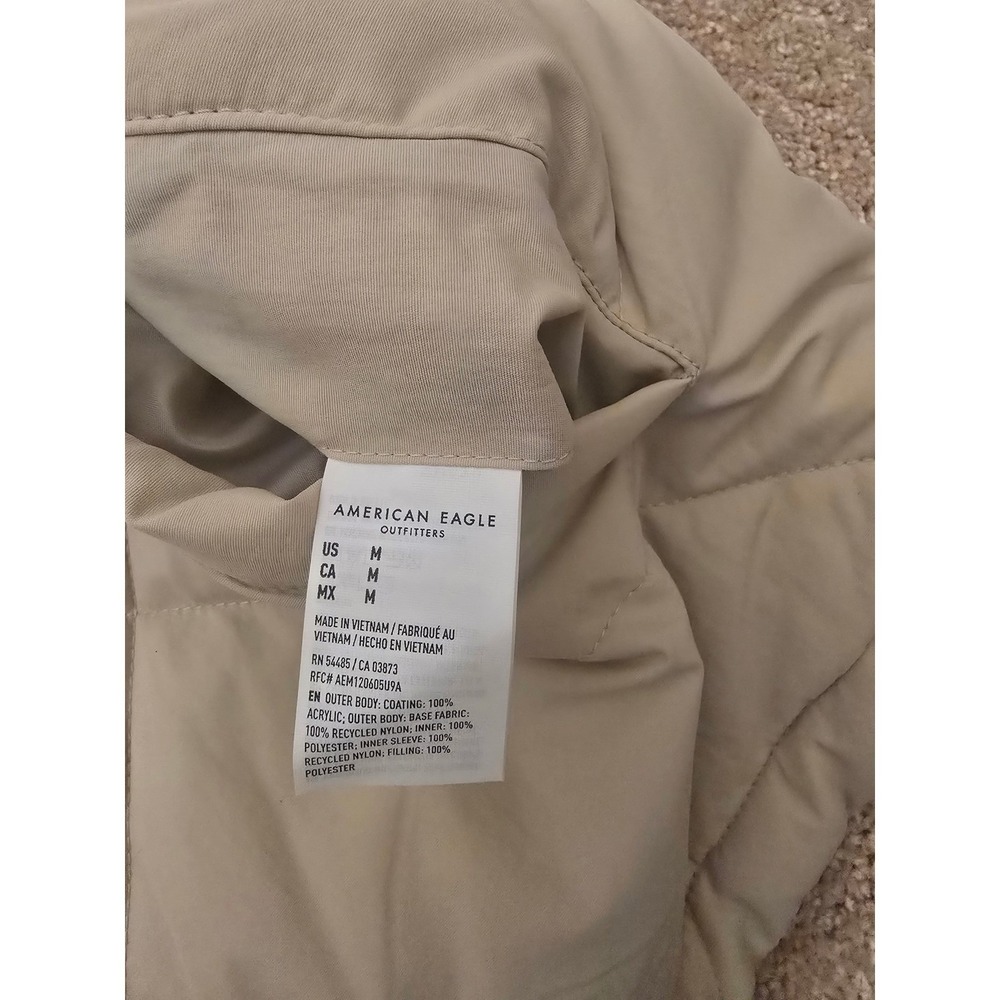 American Eagle Reversible Puffer Jacket Womens M Cream Excellent Sherpa Quilted - Picture 10 of 12